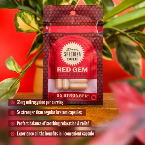 Red Gem Enhanced Kratom Capsules - Image 2